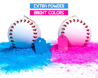 Winsharp Gender Reveal Baseball Set: Pink and Blue Powdered Balls for Party Supplies