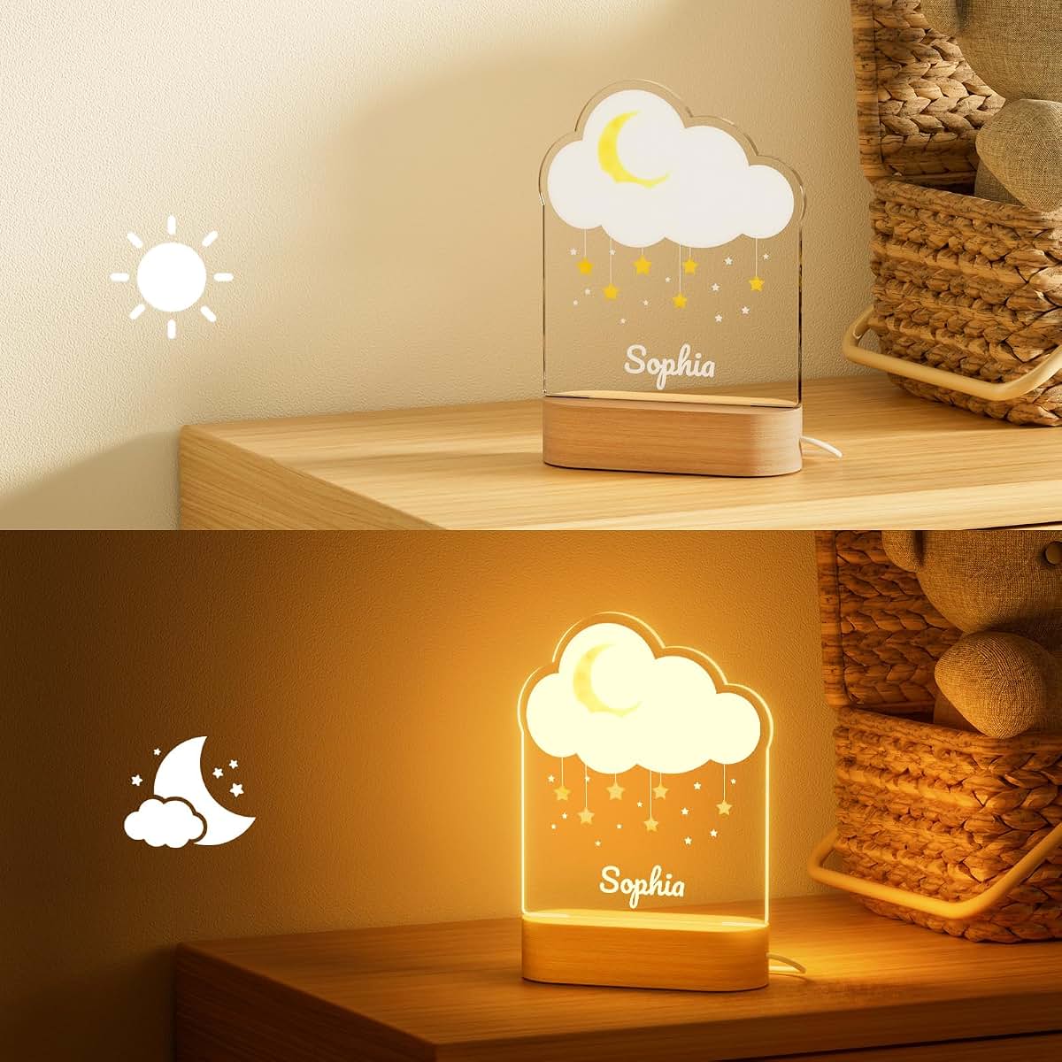 witfox Personalized Night Light - Cloud Acrylic Night Light,Personalized Gifts for Kids,Customize Name,Adjustable (photo 3)