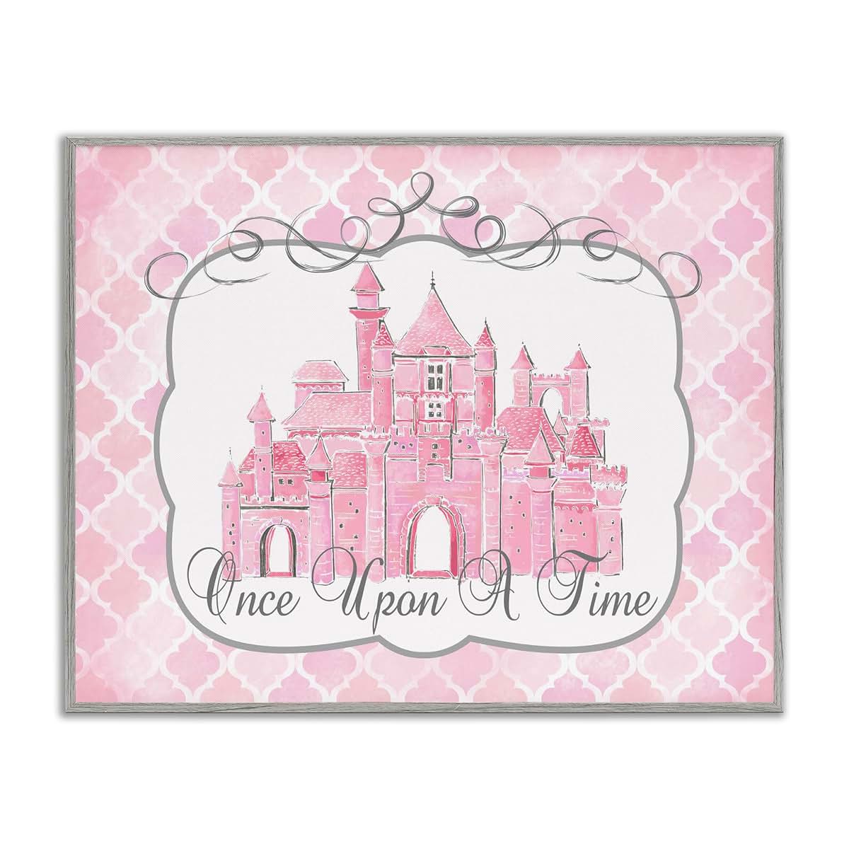 Stupell Industries Pink Watercolor Castle Framed Print