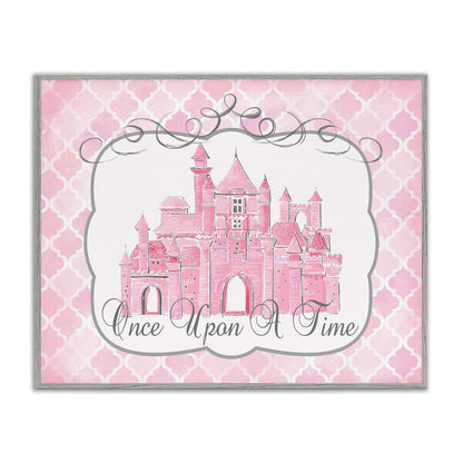 Stupell Industries Pink Watercolor Castle Framed Print