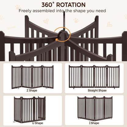 BabyOneStop Wooden Pet Gate 4-Panel Freestanding Espresso Barrier