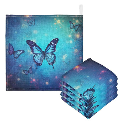 WELLDAY Blue Butterfly Baby Washcloths, 5-Pack Cotton Muslin Washcloths 12x12 in