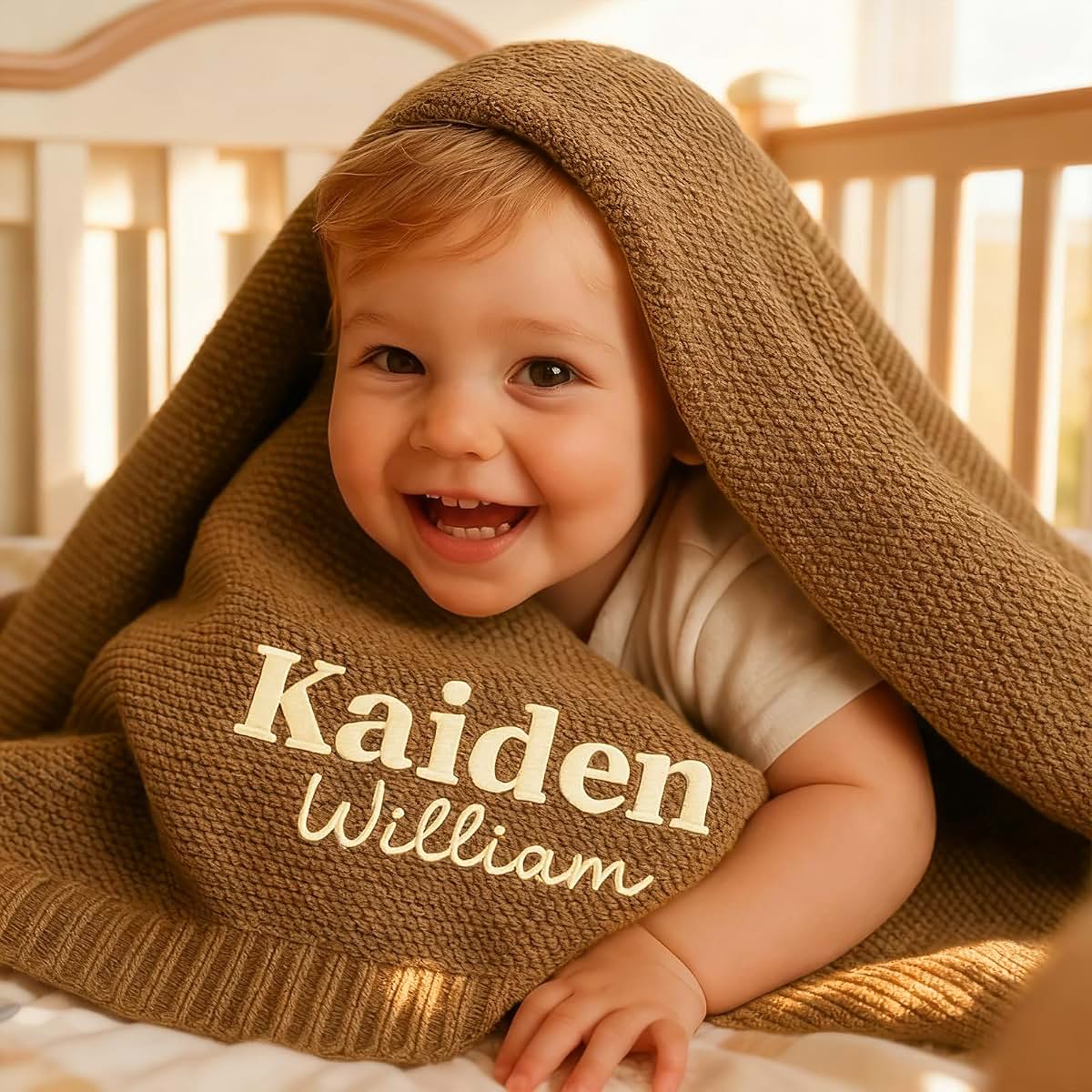Delitic Personalized Baby Blanket for Girls Boys Custom Baby Blanket with Name Embroidery Baby Gifts for Baby Shower (photo 3)