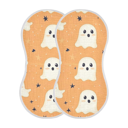 xigua Orange Halloween Ghost Baby Burp Cloths, 4 Pack Cotton, 22x11 Inches