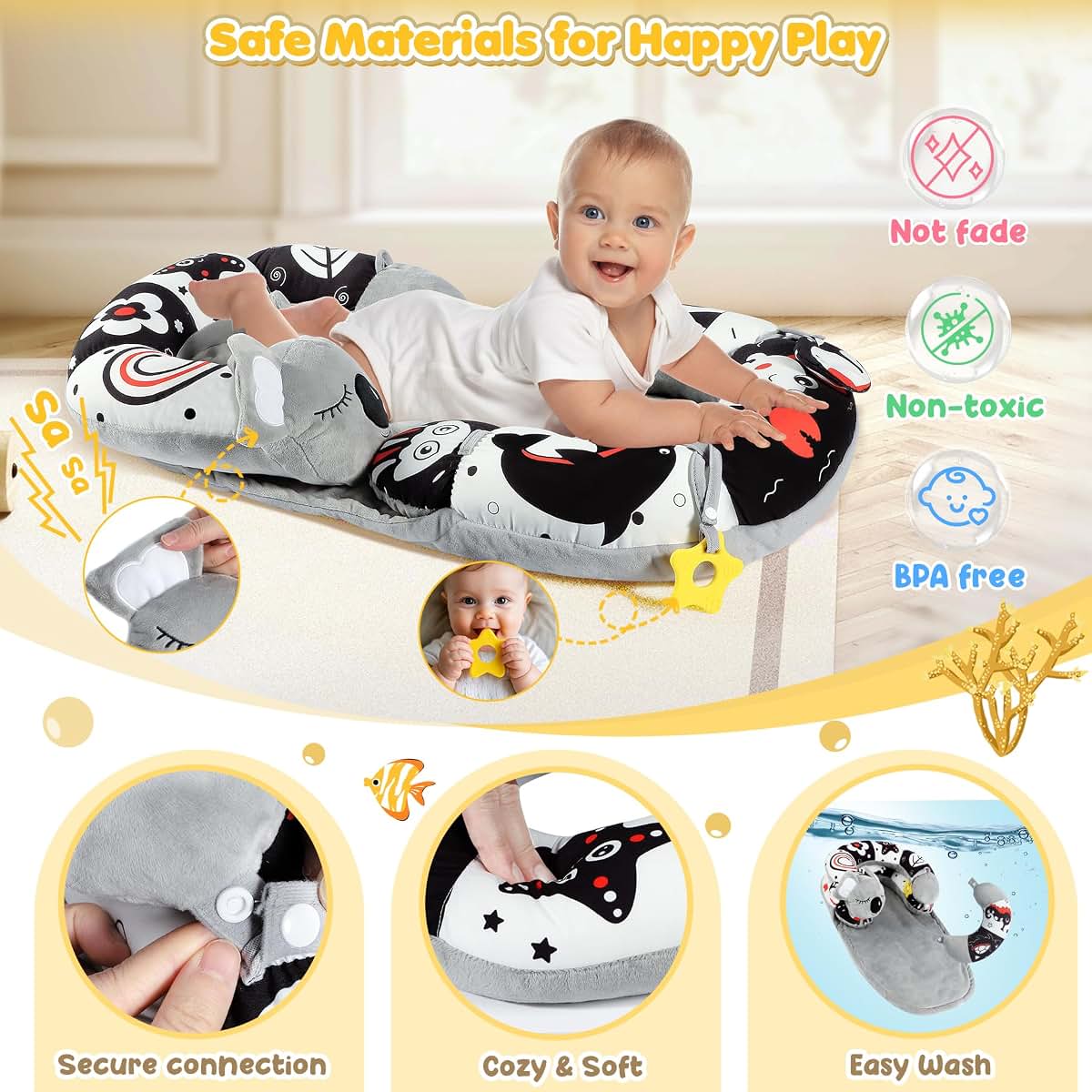 Urmywo 4-in-1 Tummy Time Mat and Sit-Me-Up Floor Seat