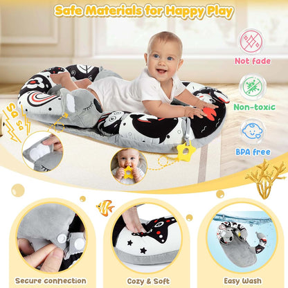 Urmywo 4-in-1 Tummy Time Mat and Sit-Me-Up Floor Seat