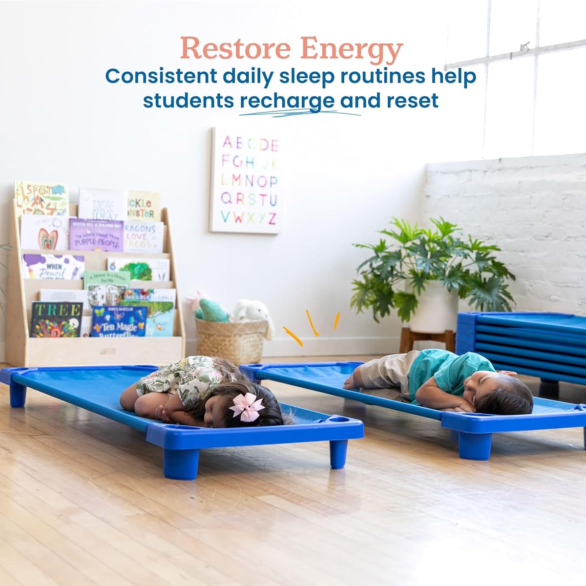 ECR4Kids Streamline Cot, 6-Pack, Standard Size, Blue (photo 3)