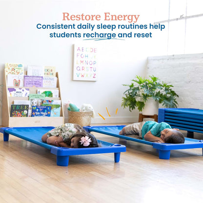 ECR4Kids Streamline Cot, 6-Pack, Standard Size, Blue (photo 3)