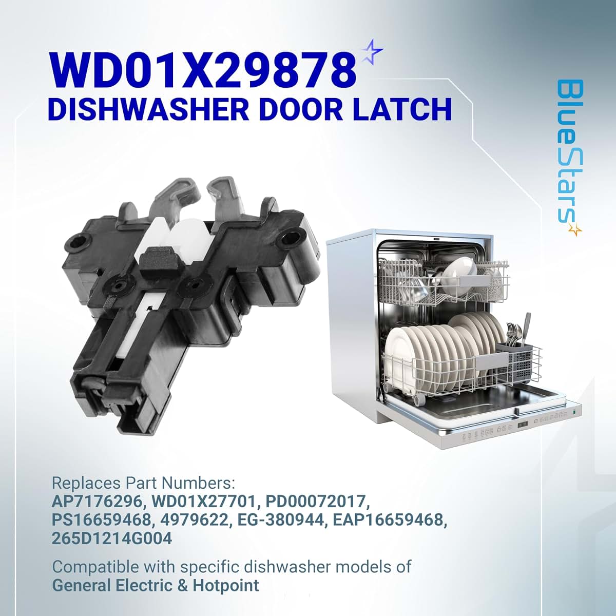 BlueStars WD01X29878 Dishwasher Door Latch Replacement For GE And Hotpoint Models (photo 2)