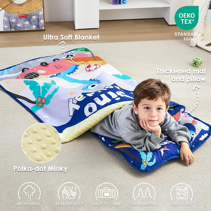 NacoMoco Toddler Nap Mat with Pillow and Blanket, Ultra Soft for Daycare and Travel