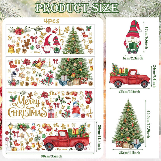 Cholemy Christmas Tree Wall Decal Stickers 4 Sheet Set