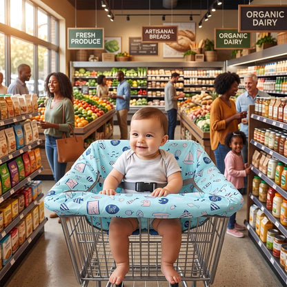 SUNGOOYUE Baby Shopping Cart Cover with Seat Belt, Washable 25.5 Inch Cushion