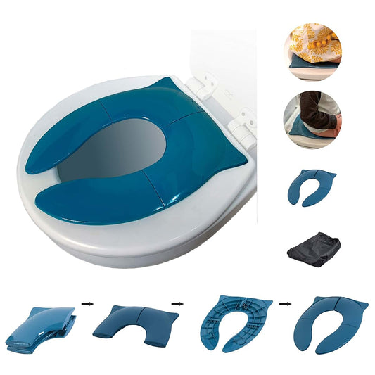 THREE LITTLE TOTS - Modern and Safe Portable Potty Seat, Dark Teal Folding Travel Potty Training Seat for Girls and