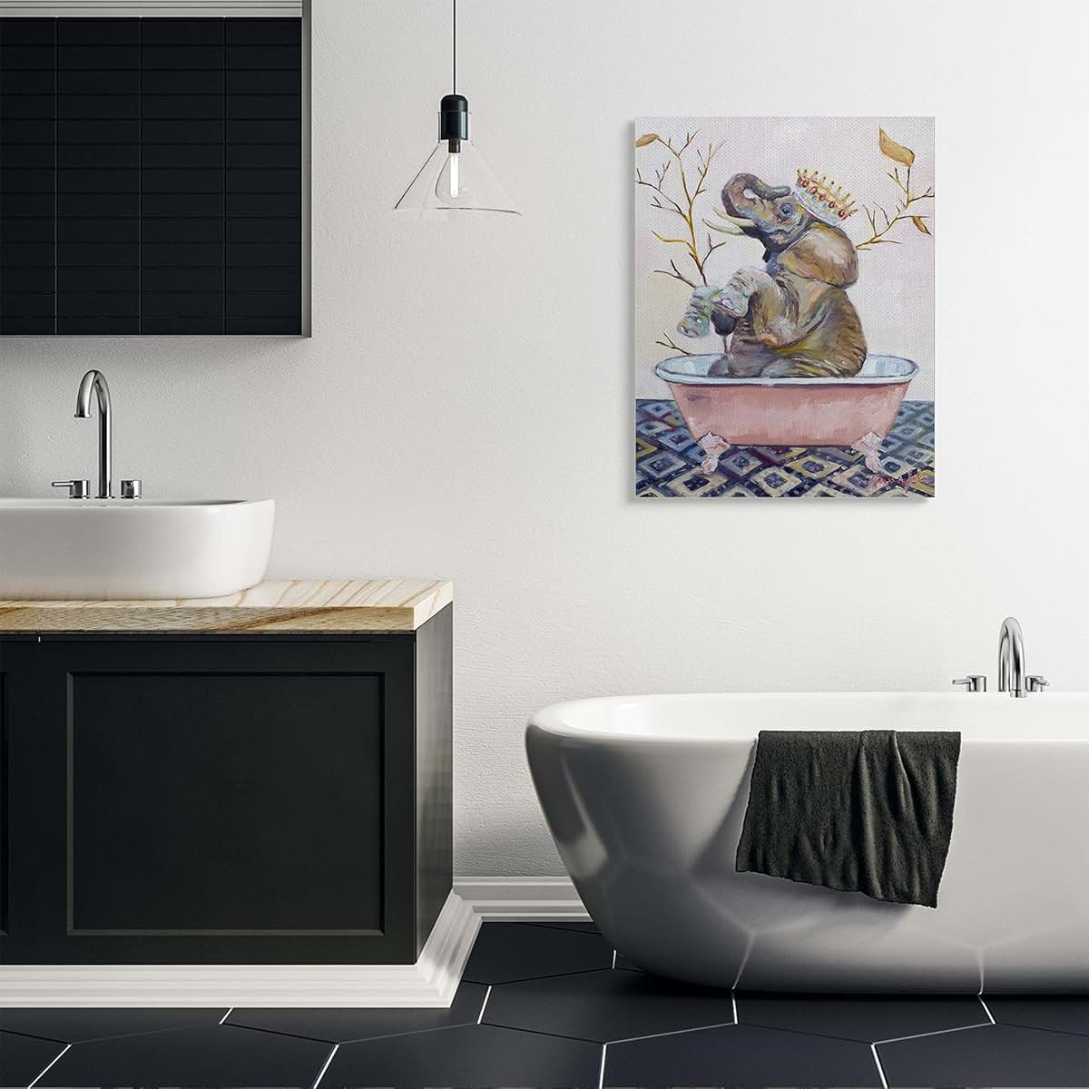 Stupell Industries Regal Elephant Bath Tub Canvas Art