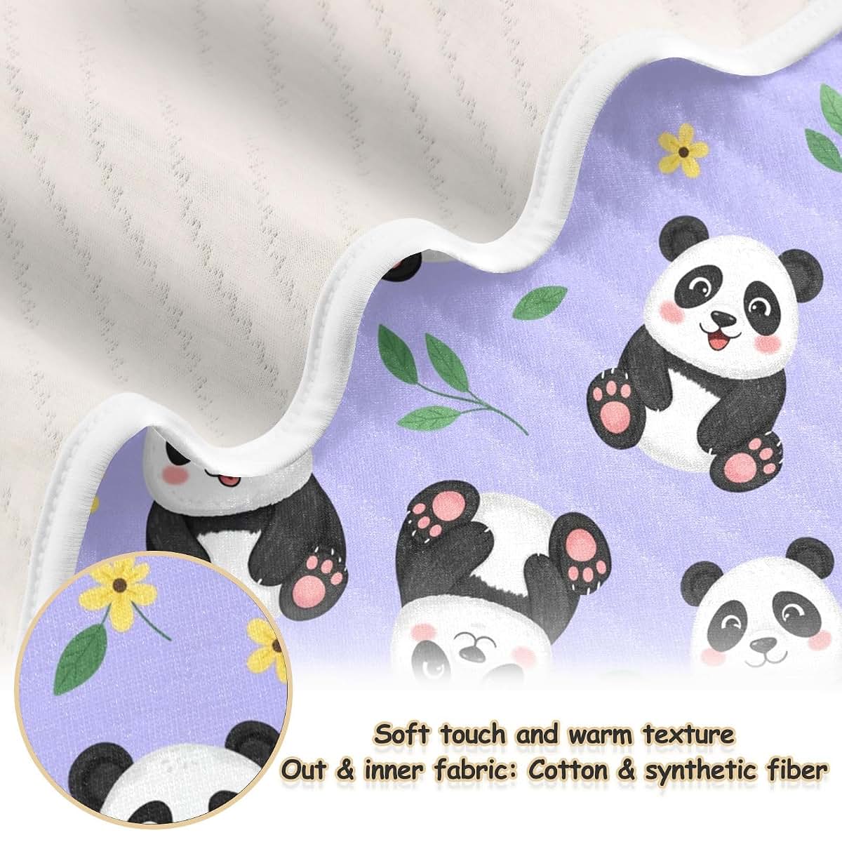 Sinestour Purple Panda Baby Cotton Blanket 30x40 Inch Toddler Crib Stroller