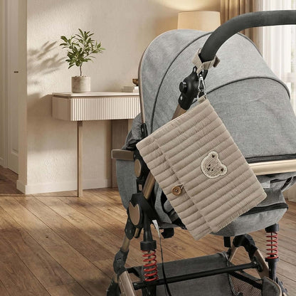 Bear Embroidery Diaper Bag Organizer Clutch | Stroller Attachment Pouch