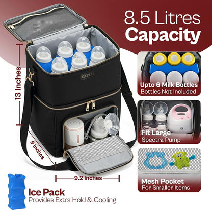 Castal Insulated Breast Pump Bag Cooler Tote for Travel