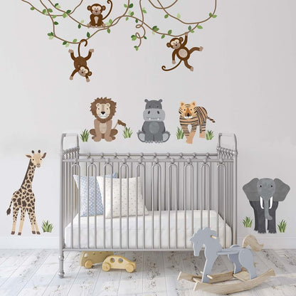 Wall Dressed Up Safari Animals and Monkey Fabric Wall Decals (photo 2)