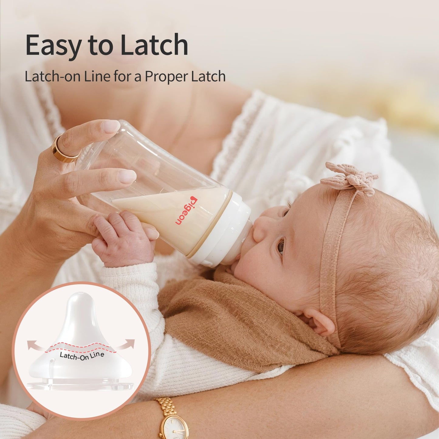 Pigeon Silicone Nipple with Latch-On Line