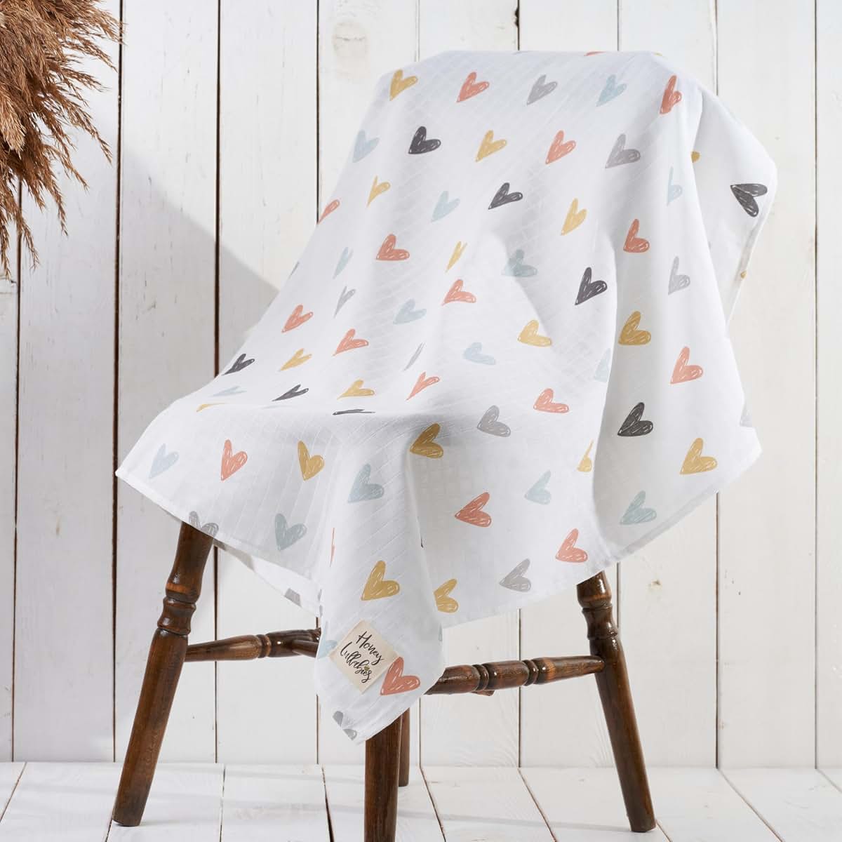 Honey Lullabies Muslin Blanket and Poncho Baby Set Pastel Hearts (photo 4)