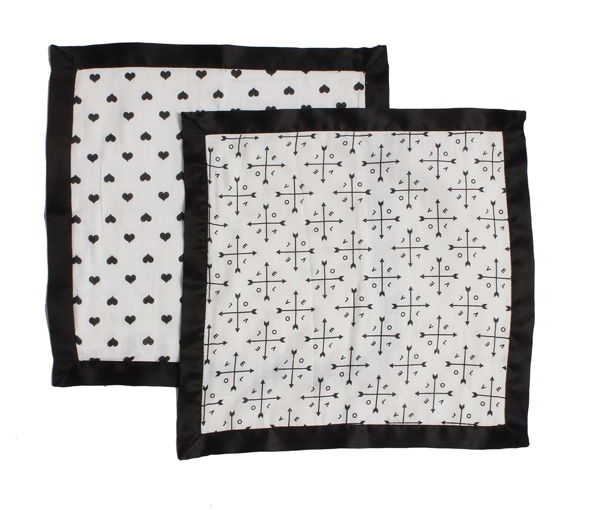 Bacati - Love Muslin 2 Pc Security Blankets (Love/Hearts, Black)