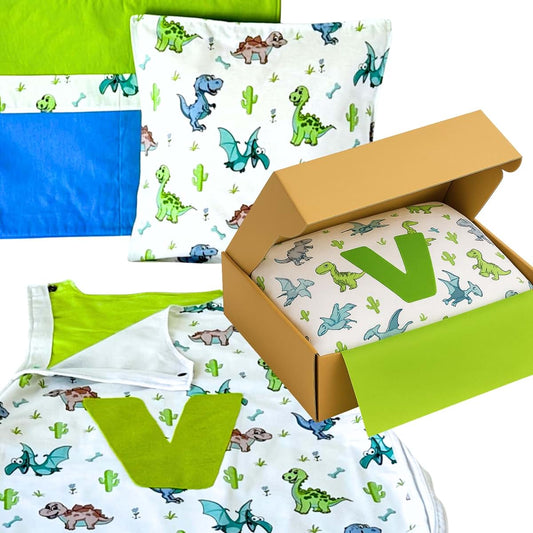FashionByCultures Personalized Baby Sleeping Sack for 2-12 Months & Nursery Essentials Set, 3-Piece Natural Cotton Gift