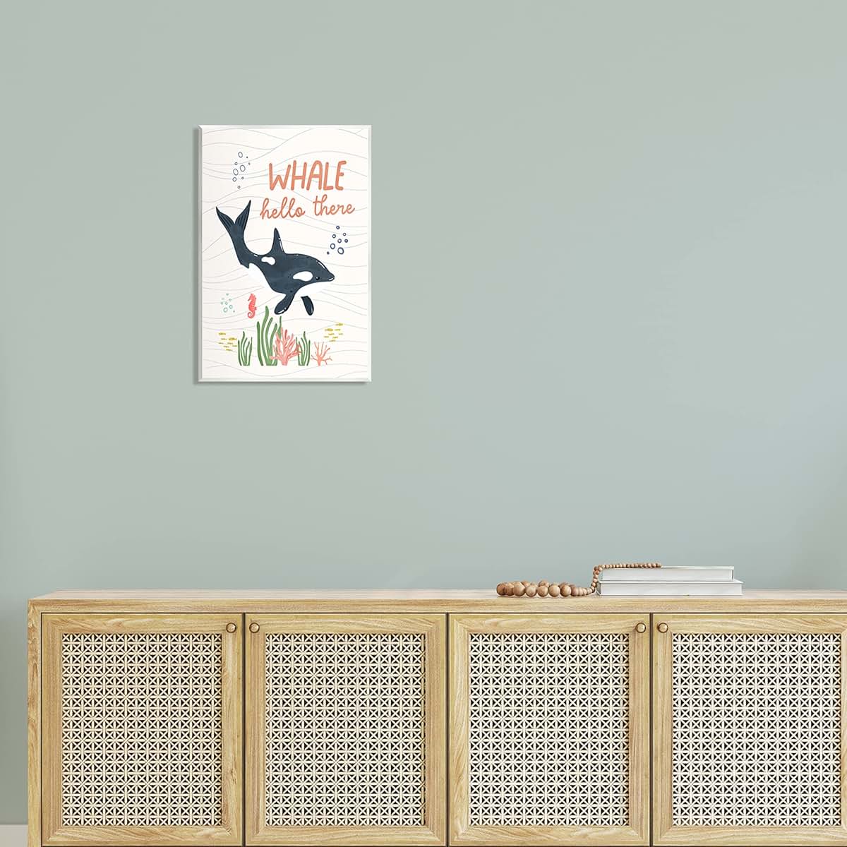Stupell Industries Whale Hello There Orca Wall Plaque, 13 x 19 Inch