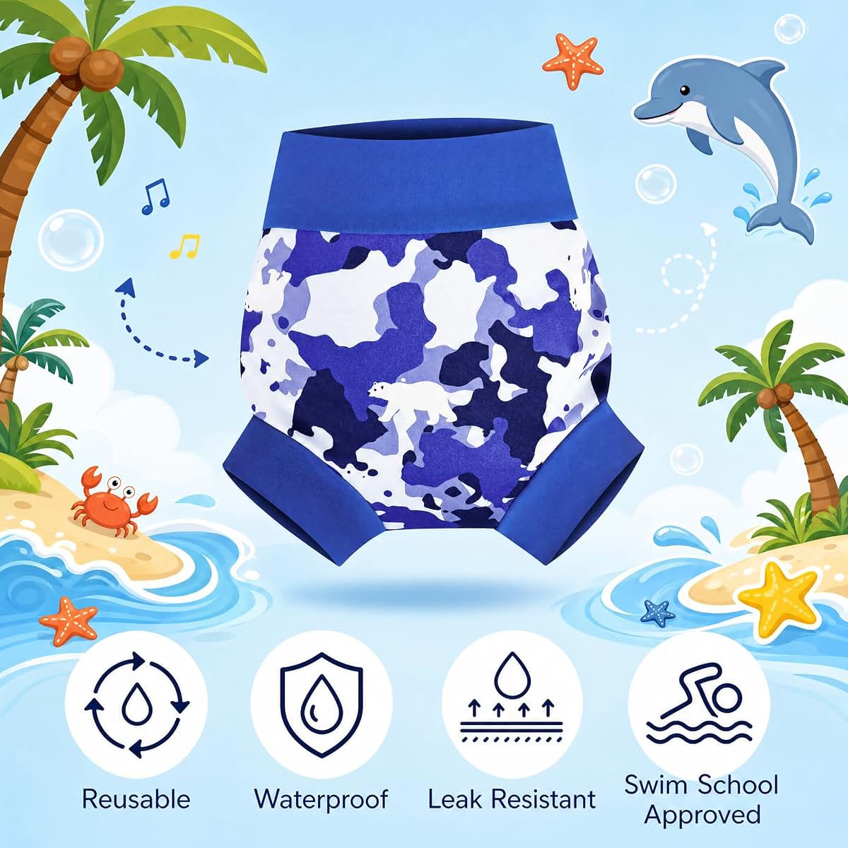 MomEasier Reusable Swim Diapers 3-Pack For Toddlers