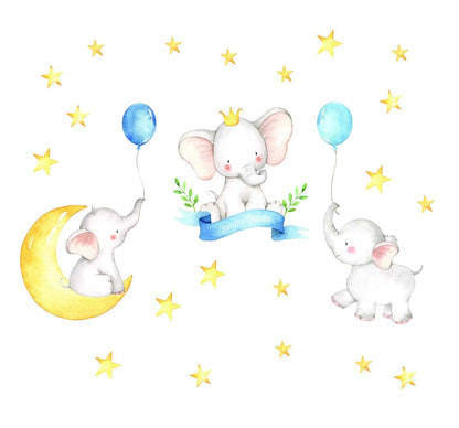 Wall Dressed Up Elephant Wall Stickers, Watercolor Nursery Decals