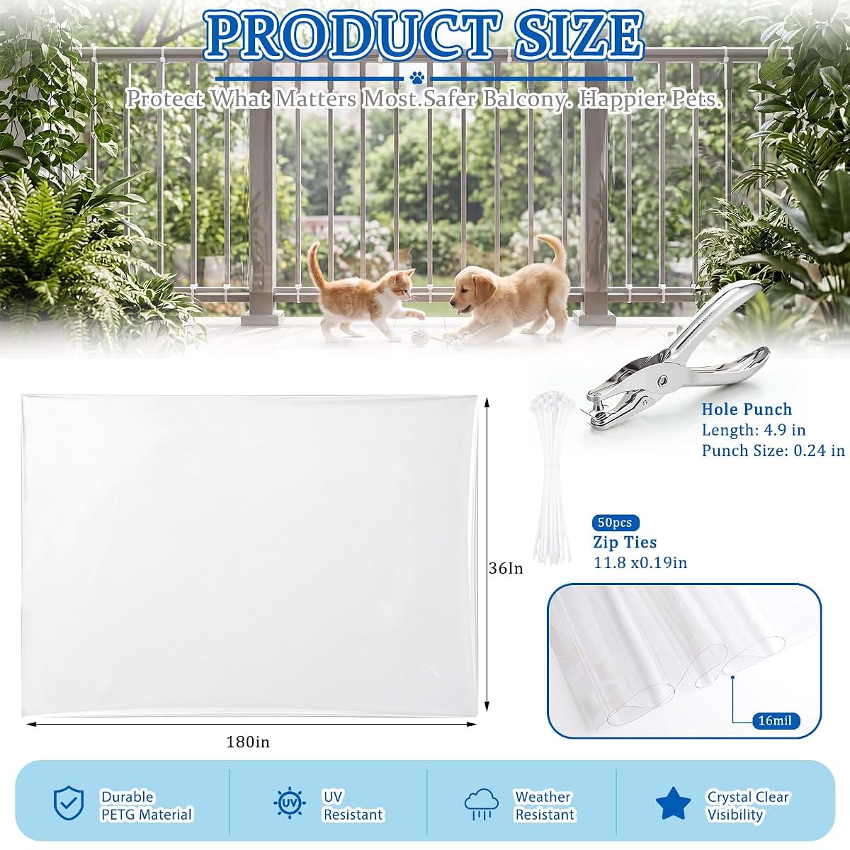 Pangda Transparent Safety Net Guard for Balcony and Stairway