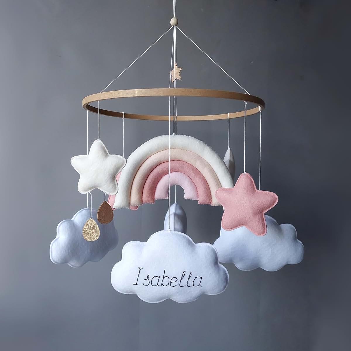Baby Care Studio Crib Mobile For Girls Pink Rainbow Clouds (photo 2)