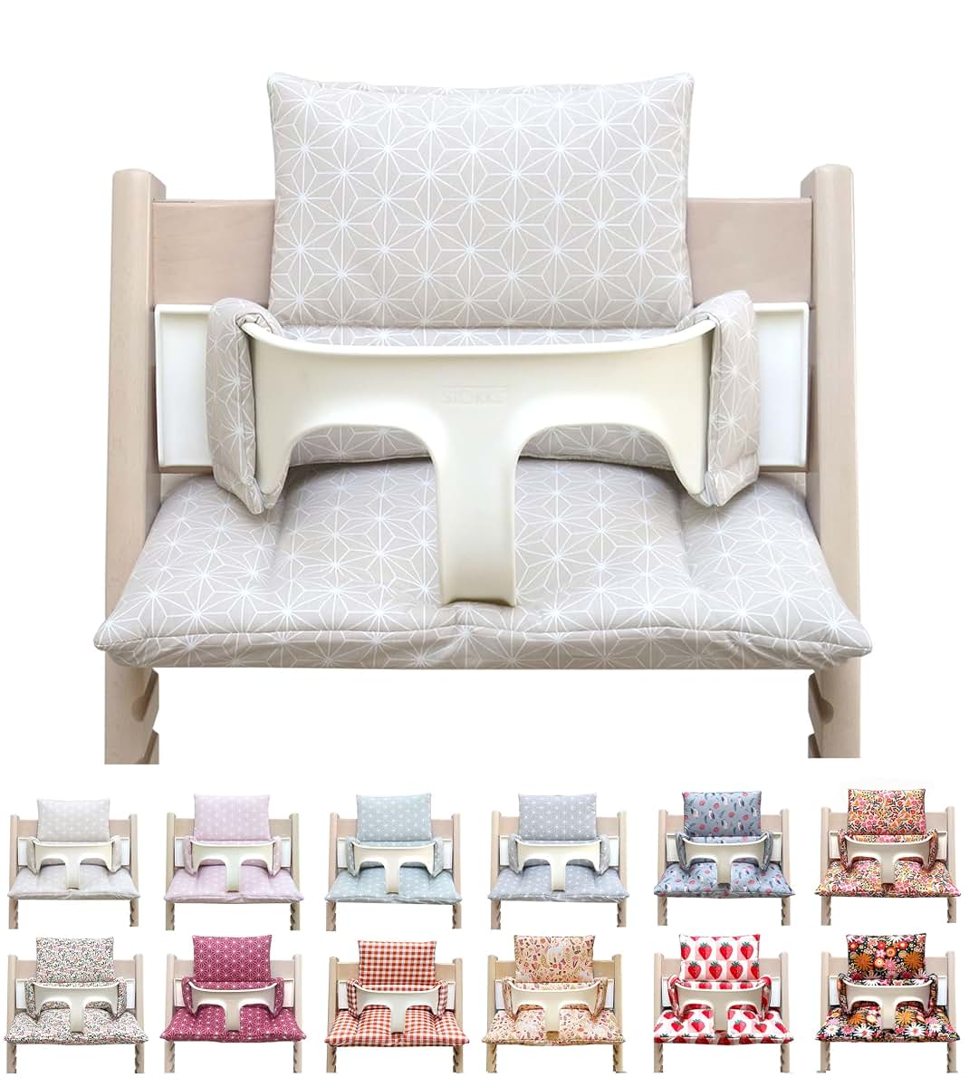 Blausberg Baby - Coated Cushion Set for Tripp Trapp High Chair of Stokke - Happy Star Beige - 100% Made in Germany, All (photo 2)