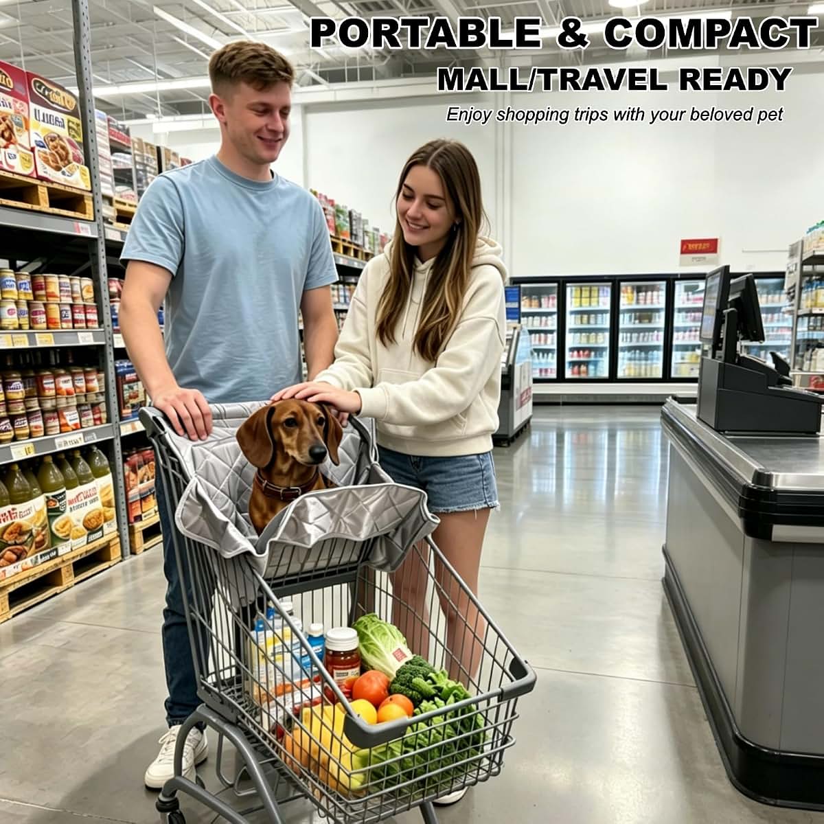 Suaetiai Portable Dog Shopping Cart Cover – Soft Fabric Hammock for Pets