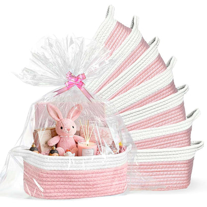 Succwoah 8 Pack Small Cotton Rope Woven Baskets With Gift Supplies