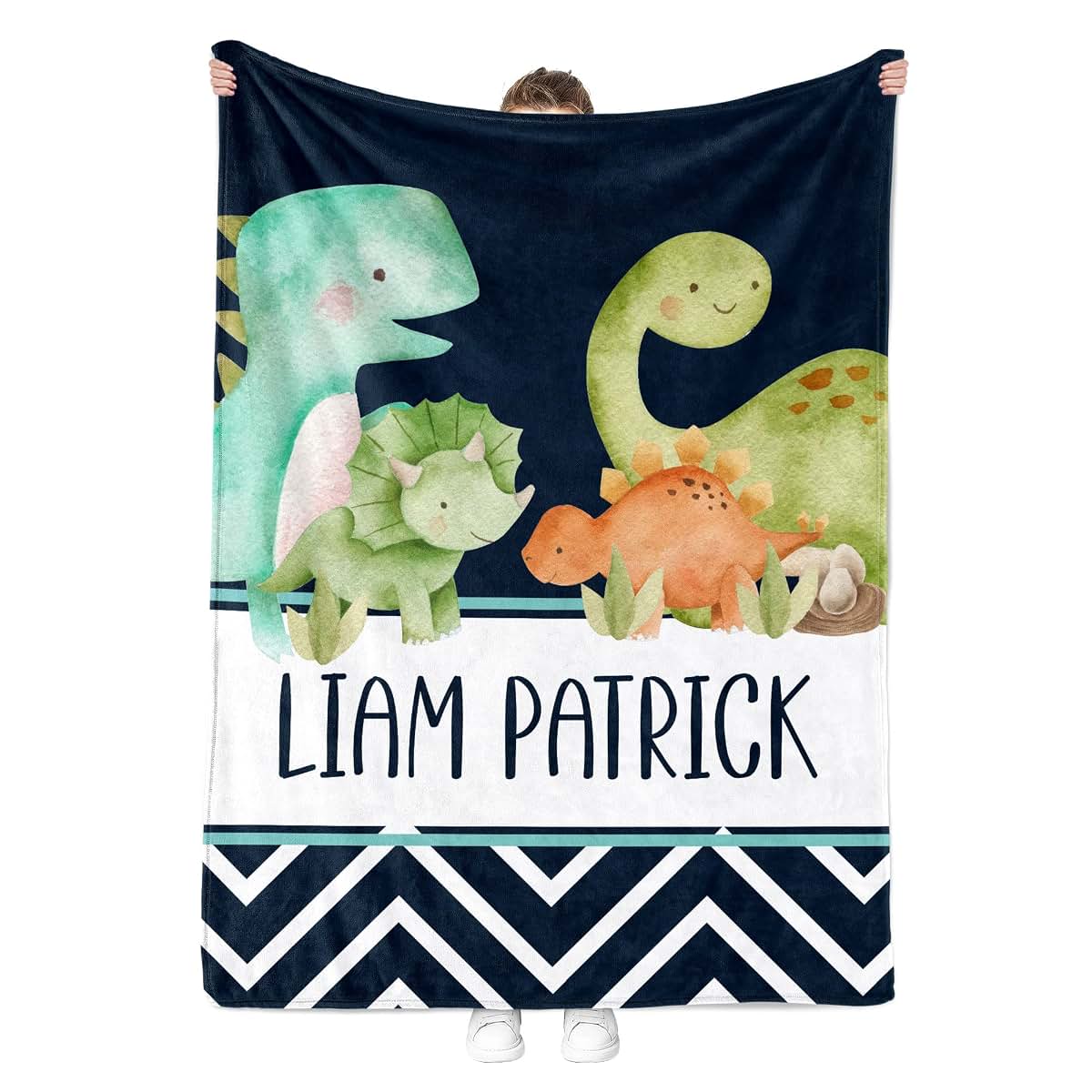 MDPrints Global Dinosaur Personalized Baby Blanket (photo 3)