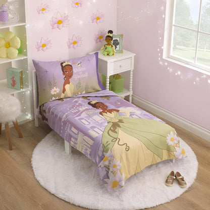 NoJo Disney Princess Tiana 4 Piece Toddler Bed Set for Crib