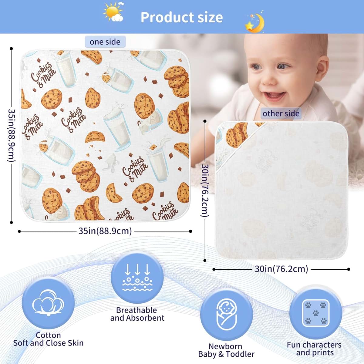 Burbuja Chocolate Cookies Milk Baby Bath Towel - Muslin Cotton Hooded Towel