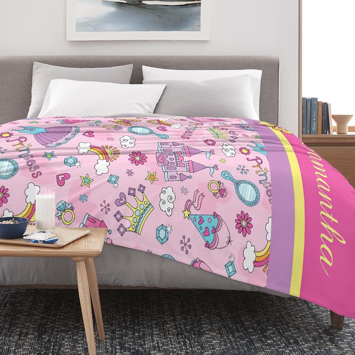 ColorAce Personalized Baby Blanket with Name Custom Baby Blanket for Girls Customized Baby Girl Gifts Soft Plush Fleece (photo 4)