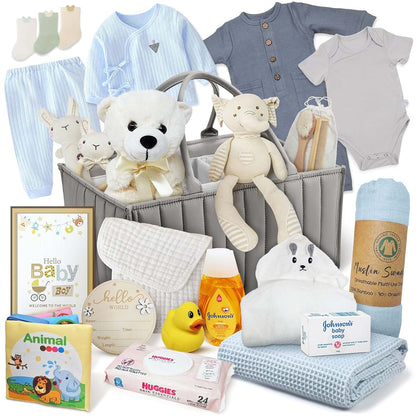 Beyond The Box Baby Boy Gift Basket In A Diaper Bag (photo 3)
