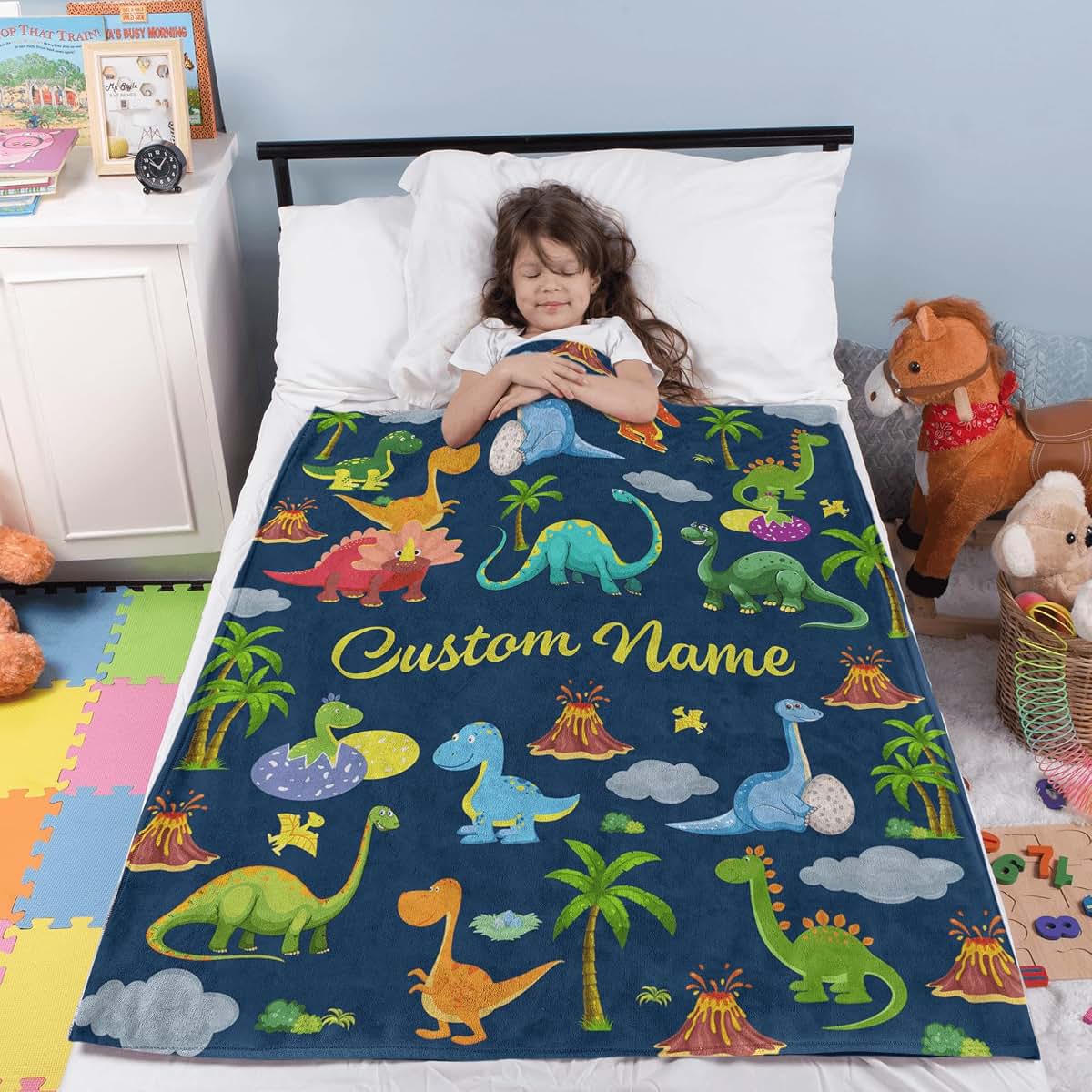 Corxiren Personalized Dinosaur Baby Blanket With Name (photo 3)