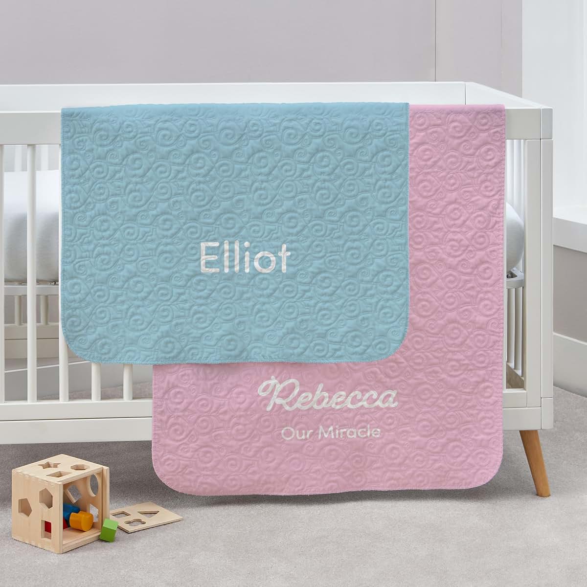 Let's Make Memories Personalized Baby Blanket - Large Gray Quilted (photo 3)