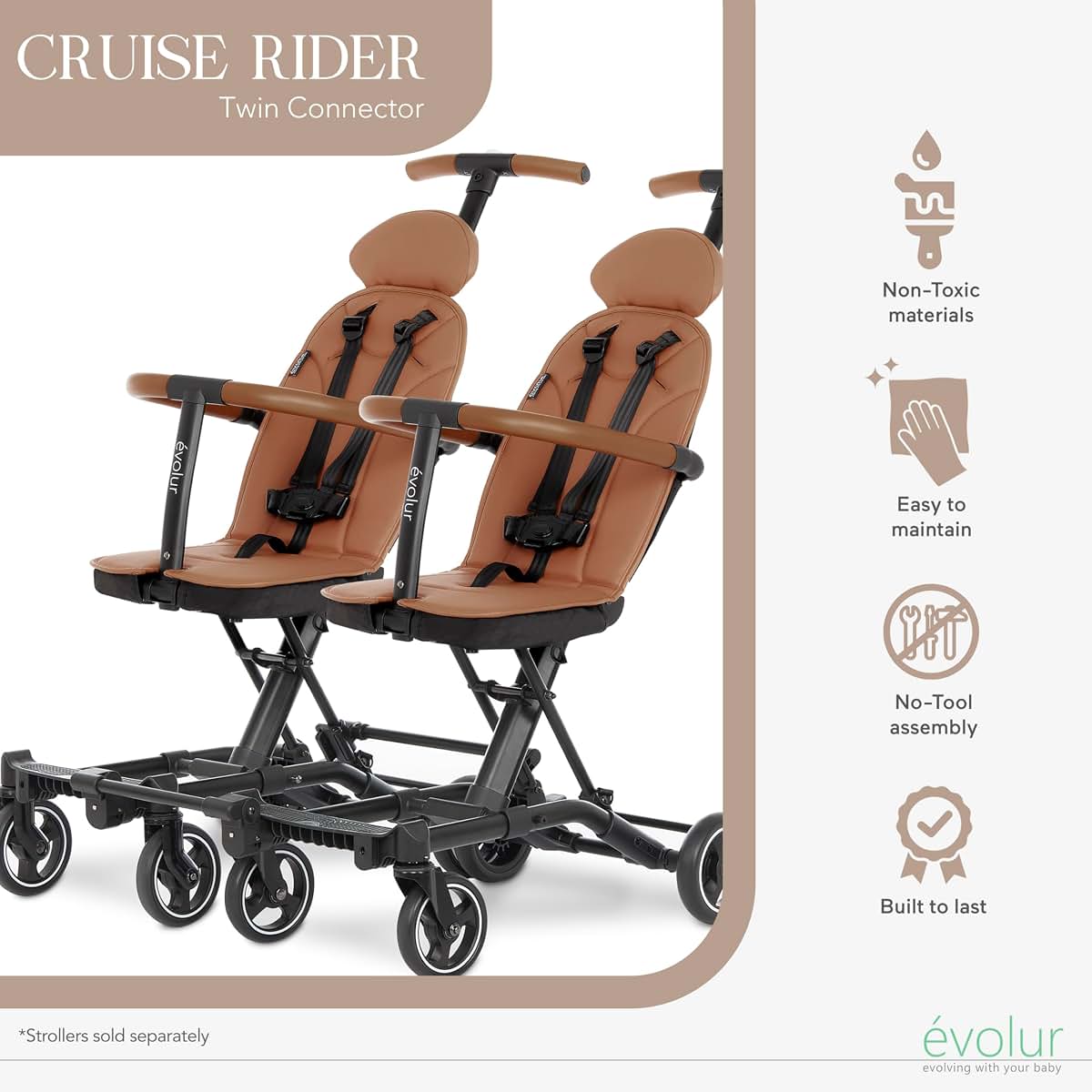 Evolur Cruise Rider Twin Connector For Tandem Stroller Setup (photo 4)