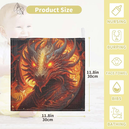Jihqo Baby Washcloths 5 Pack, Fire Dragon Soft Muslin Towels