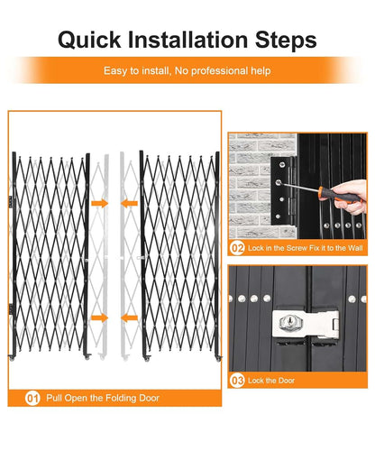 ExploreHorizon Double Folding Security Gate, 61" H x 122" W Flexible Expanding Gate (photo 4)