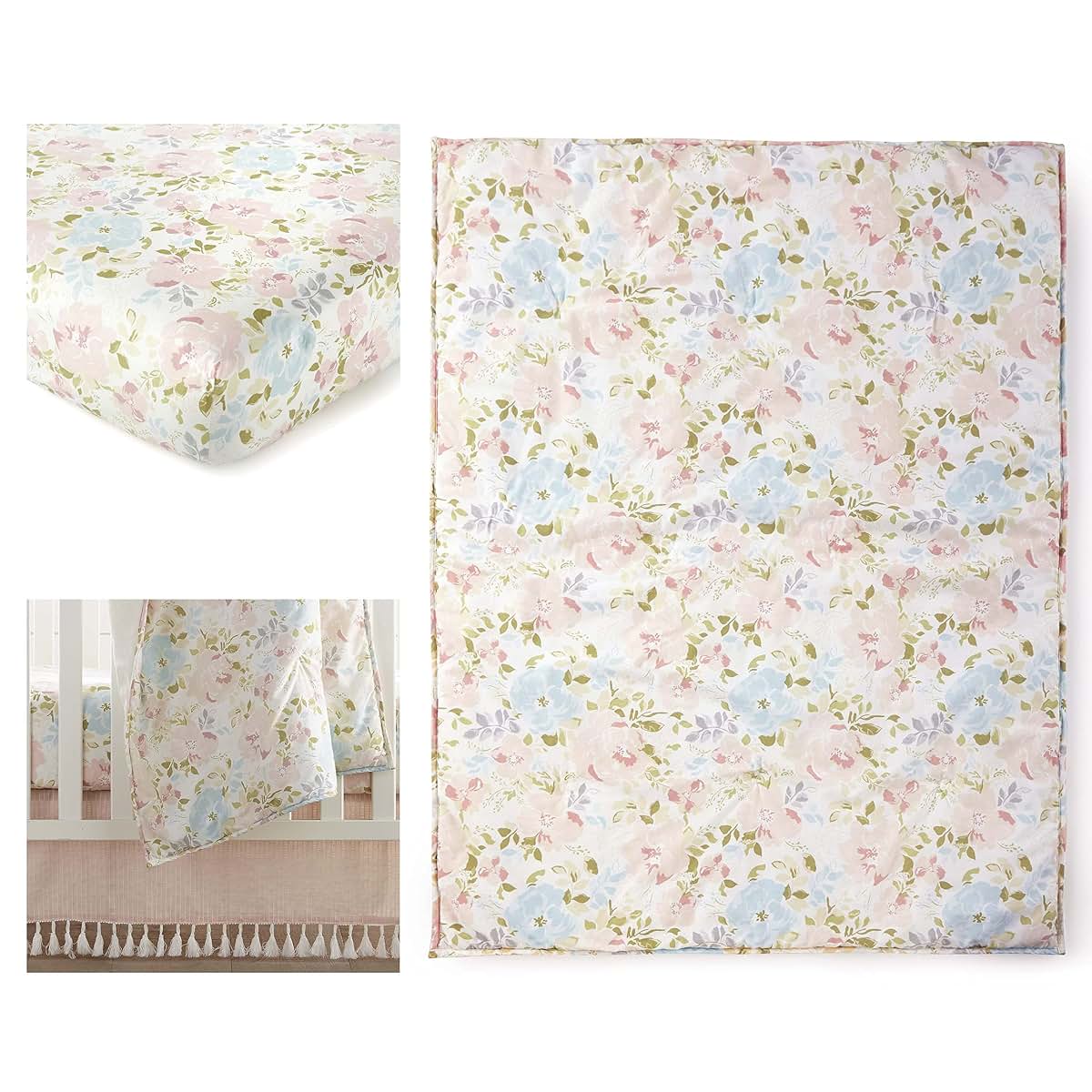Levtex Amelia Baby Nest & Nod Bedding Set - Pink Cotton Crib Accessories