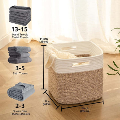 Bitimi 11 Inch Cotton Rope Woven Storage Cubes, 3-Pack Set (photo 3)
