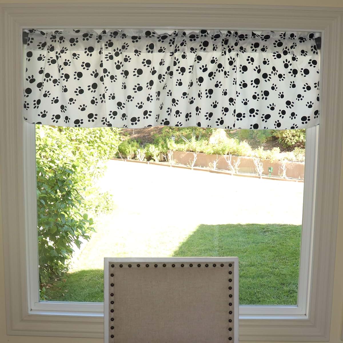 Zen Creative Designs Cotton Animal Paw Print Window Valance 58x18 Black Paw on White
