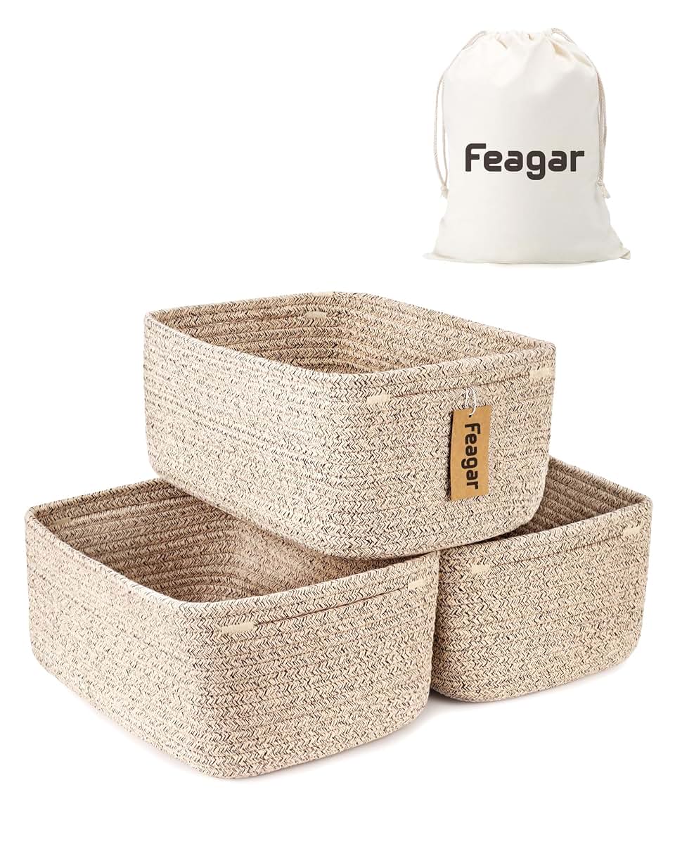 Feagar Baby Diaper Caddy Organizer with Handle, Brown, 3-Pack