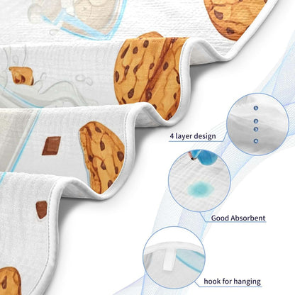 Burbuja Chocolate Cookies Milk Baby Bath Towel - Muslin Cotton Hooded Towel