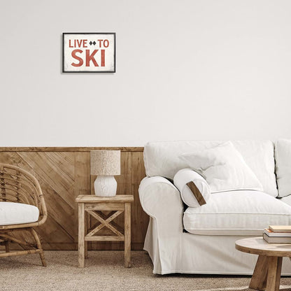 Stupell Industries Framed Giclee Art, Live To Ski, 14 X 11 Inches, Black